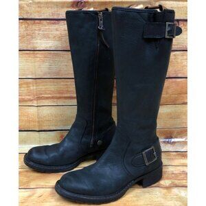 Timberland Lexiss Tall Black Leather Riding Moto Boots Womens 5.5 (c7d)